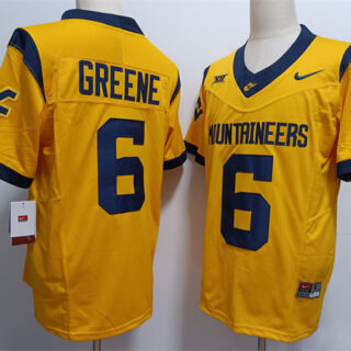 Men's West Virginia Mountaineers #6 Garrett Greene Gold F.U.S.E. Stitched Jersey