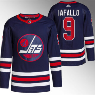 Men's Winnipeg Jets #9 Alex Iafallo 2021 22 Navy Stitched Jersey