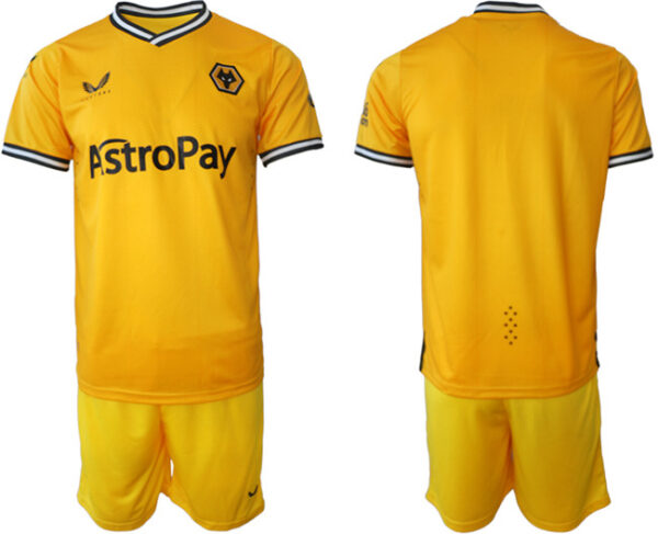 Men's Wolverhampton Wanderers Custom 2023 24 Gold Home Soccer Jersey Suit