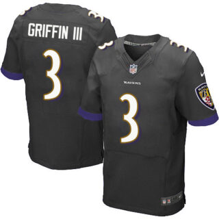 Men Baltimore Ravens #3 Robert Griffin III Elite Black Nike Jersey