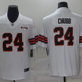 Men Cleveland Browns 24 Chubb White 1946 Nike Vapor Untouchable Limited 2021 NFL Jersey