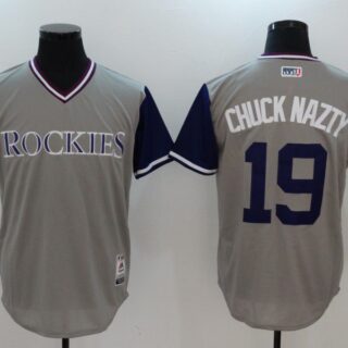 Men Colorado Rockies 19 Chuck nazty Gray Game Legend Edition MLB Jersey
