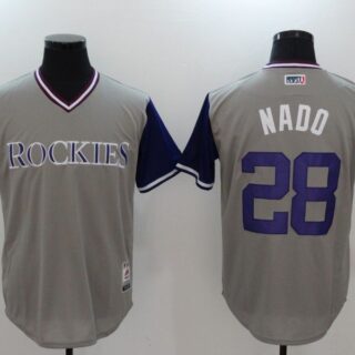 Men Colorado Rockies 28 Nado Gray Game Legend Edition MLB Jersey