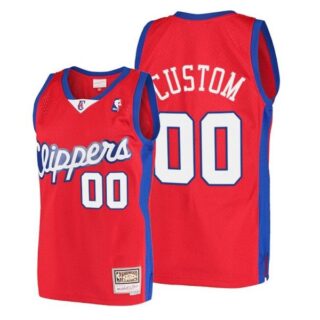 Men's Los Angeles Clippers Custom Hardwood Classics Red Jersey Stitched 2001-02