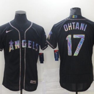 Men Los Angeles Angels 17 Ohtani Black Colorful Edition Elite 2021 Nike MLB Jersey