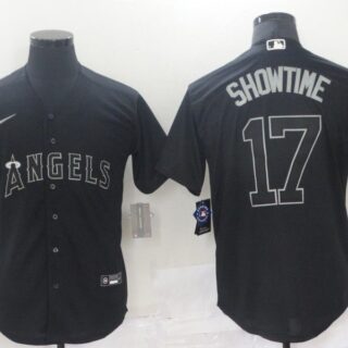 Men Los Angeles Angels 17 Ohtani Black nickname 2021 Nike MLB Jersey