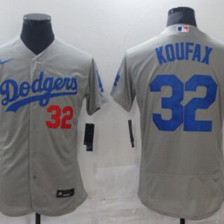 Men Los Angeles Dodgers 32 Koufax Grey Elite 2021 Nike MLB Jersey