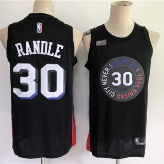Men New York Knicks 30 Randle Black City Edition 2021 NBA Jersey