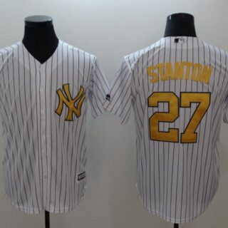 Men New York Yankees 27 Stanton White yellow Game 2021 MLB Jersey
