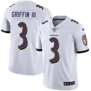 Men Nike NFL Baltimore Ravens #3 Robert Griffin III White Road Vapor Untouchable Limited Jersey
