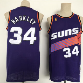Men Phoenix Suns 34 Barkley Purple Throwback 2021 NBA Jersey