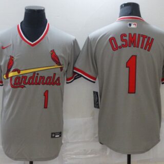 Men St.Louis Cardinals 1 O.Smith Grey Game 2021 Nike MLB Jersey