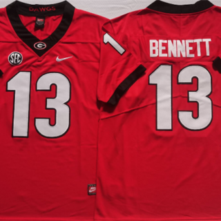 Men's Georgia Bulldogs #13 BENNETT Red College Football Stitched Jersey