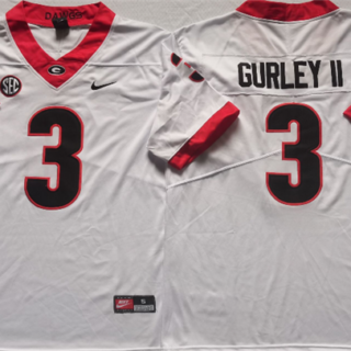 Men's Georgia Bulldogs #3 GURLEY II White College Football Stitched Jersey