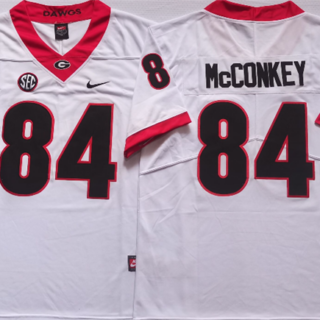 Men's Georgia Bulldogs #84 McCONKEY White College Football Stitched Jersey