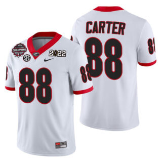 Men's Georgia Bulldogs #88 Jalen Carter 2021 22 CFP National Champions White College Football Stitched Jersey