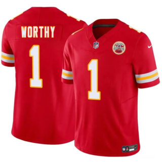 Men's Kansas City Chiefs #1 Xavier Worthy Red 2024 Draft F.U.S.E. Vapor Untouchable Limited Stitched Football Jersey