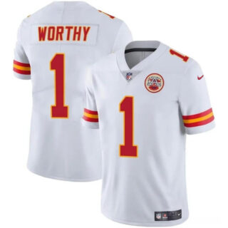 Men's Kansas City Chiefs #1 Xavier Worthy White Vapor Untouchable Limited Stitched Football Jersey