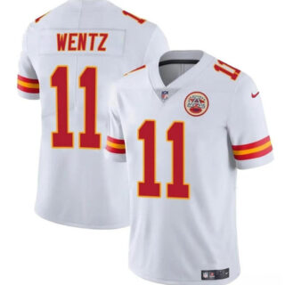 Men's Kansas City Chiefs #11 Carson Wentz White Vapor Untouchable Limited Stitched Football Jersey