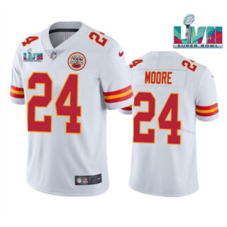 Men's Kansas City Chiefs #24 Skyy Moore White Super Bowl LVII Patch Vapor Untouchable Limited Stitched Jersey