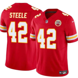 Men's Kansas City Chiefs #42 Carson Steele Red 2023 F.U.S.E Vapor Untouchable Limited Stitched Football Jersey