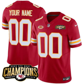 Men's Kansas City Chiefs Active Player Custom Red 2023 F.U.S.E. AFC West Champions With NKH Patch Vapor Untouchable Limited Stitched Jersey