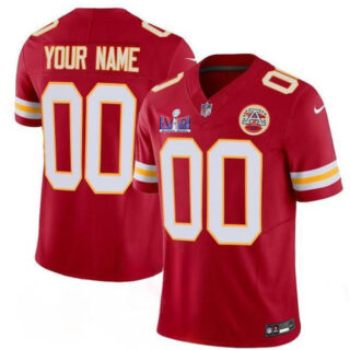 Men's Kansas City Chiefs Active Player Custom Red F.U.S.E. Super Bowl LVIII Patch Vapor Untouchable Limited Stitched Football Jersey