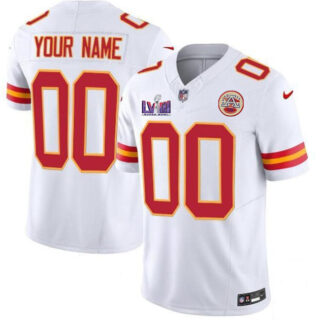 Men's Kansas City Chiefs Active Player Custom White F.U.S.E. Super Bowl LVIII Patch Vapor Untouchable Limited Stitched Football Jersey