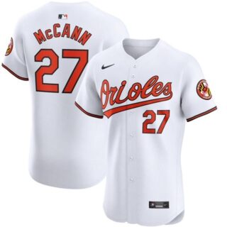 Men's Baltimore Orioles #27 James McCann White Cool Base Stitched Jersey