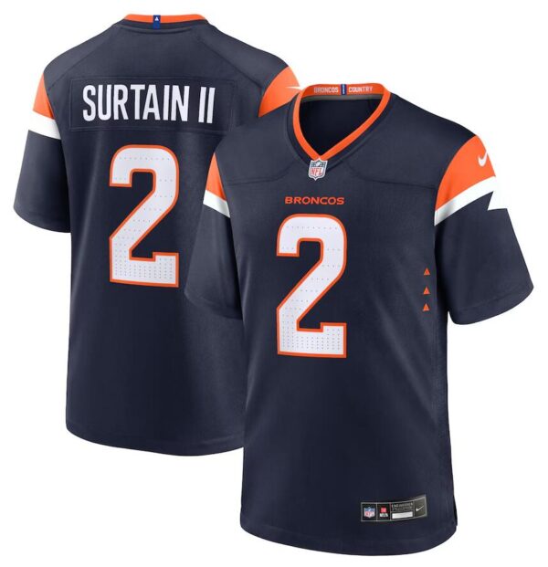 Men's Denver Broncos #2 Patrick Surtain II Navy Alternate Game Jersey