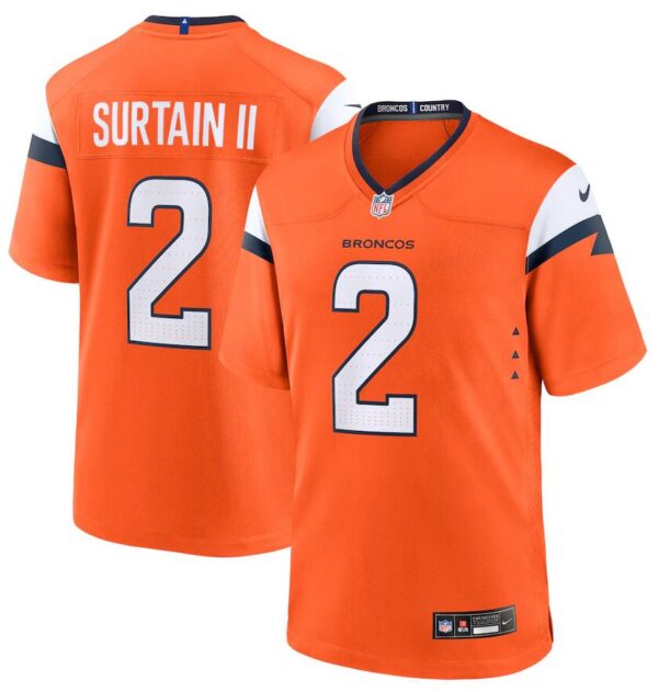 Men's Denver Broncos #2 Patrick Surtain II Orange Game Jersey