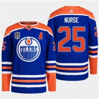 Men's Edmonton Oilers #25 Darnell Nurse Royal 2024 Stanley Cup Final Custom Jersey