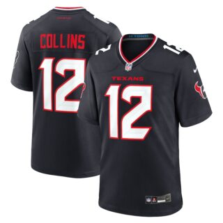 Men's Houston Texans #12 Nico Collins Navy Game Jersey