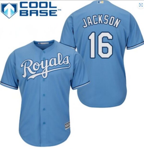 Men's Kansas City Royals Bo Jackson #16 Blue Cool Base Jersey