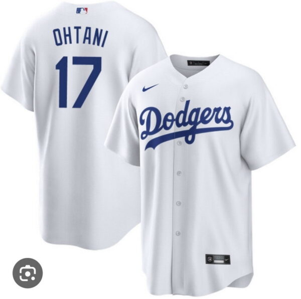 Men's Los Angeles Dodgers #17 Shohei Ohtani White Cool Base Stitched Baseball Jersey