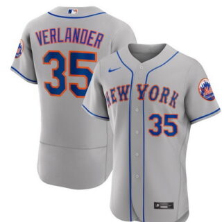 Men's Mets #35 VERLANOER Grey Cool Base Stitched Baseball Jersey
