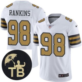 Men's Nike New Orleans Saints 98 Limited Sheldon Rankins White Nike NFL Youth Jersey Stitched Tom Benson Patch Saints Rush Vapor Untouchable