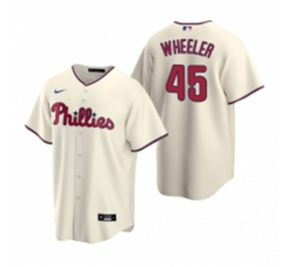 Men's Nike Philadelphia Phillies 45 Zack Wheeler Cream Alternate Stitched Baseball Jersey
