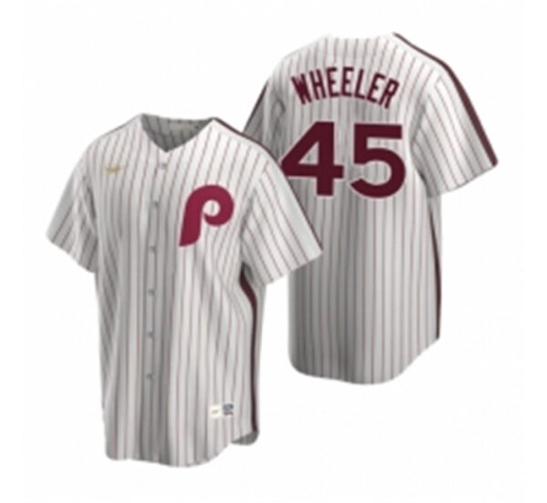 Men's Nike Philadelphia Phillies 45 Zack Wheeler White Cooperstown Collection Home Stitched Baseball Jersey