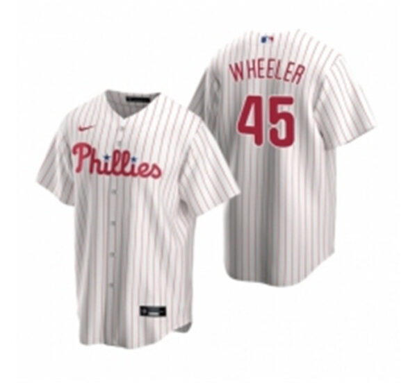Men's Nike Philadelphia Phillies 45 Zack Wheeler White Home Stitched Baseball Jersey