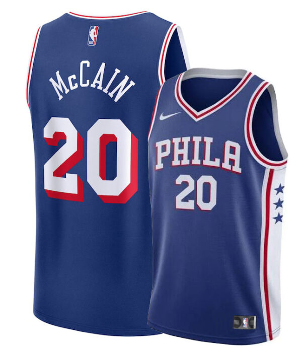 Men's Philadelphia 76ers #20 Jared McCain Blue Jerseys