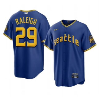 Men's Seattle Mariners #29 Cal Raleigh Royal City Connect Cool Base Stitched Baseball Jersey