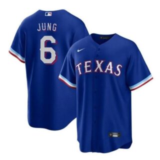 Men's Texas Rangers #6 Josh Jung Blue Cool Base Stitched Baseball Jersey