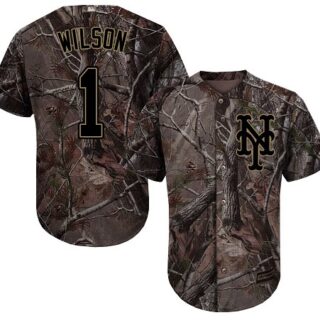 Mets #1 Mookie Wilson Camo Realtree Collection Cool Base Stitched Baseball Jersey