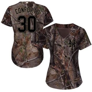 Mets #30 Michael Conforto Camo Realtree Collection Cool Base Women's Stitched Baseball Jersey