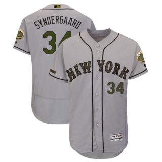 Mets #34 Noah Syndergaard Grey Flexbase Authentic Collection 2018 Memorial Day Stitched Baseball Jersey