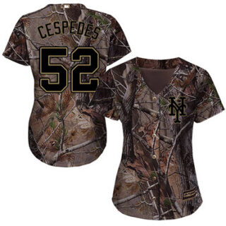 Mets #52 Yoenis Cespedes Camo Realtree Collection Cool Base Women's Stitched Baseball Jersey