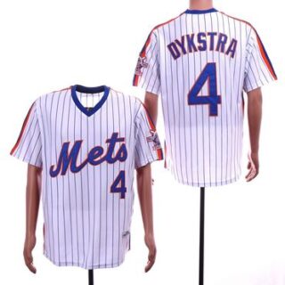 Mets 4 Lenny Dykstra White 25th Anniversary Throwback Jersey