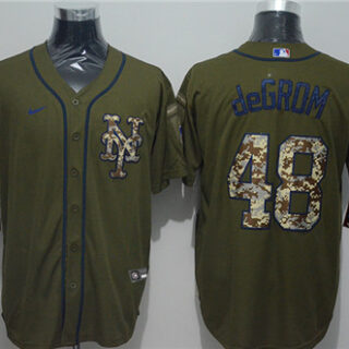 Mets 48 Jacob DeGrom Olive 2020 Nike Cool Base Jersey
