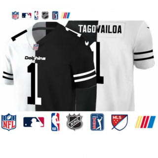 Miami Dolphins #1 Tua Tagovailoa Men's Black V White Peace Split Nike Vapor Untouchable Limited NFL Jersey